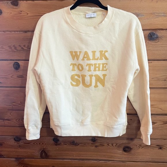 Sandro Paris Yellow Sweatshirt Walk to the Sun Size 0 - Picture 2 of 9